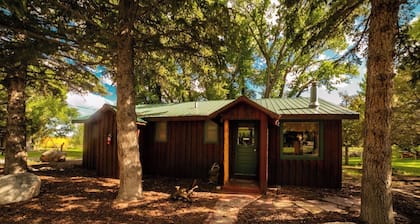 Pet-Friendly Studio Cabin with River Access, Mountain Views & Hot Tub!