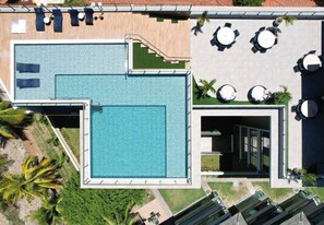 Outdoor pool, open 9:00 AM to 10:00 PM, pool umbrellas, sun loungers