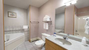 Eco-friendly toiletries, hair dryer, towels