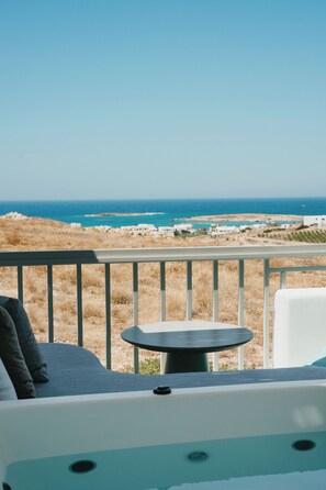 Deluxe Double Room with Sea View and Jet Tub | View from room -  Mr and Mrs White Paros Suites and more (Paros)