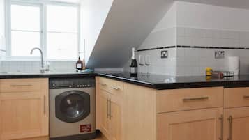 Fridge, microwave, oven, toaster