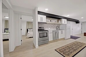 Fridge, microwave, oven, stovetop - Modern Contemporary 2BR Basement Suite
(Edmonton)