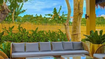 On the beach, white sand