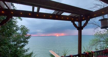 Two Story Boathouse Located On East Side of Lake Simcoe