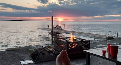 Two Story Boathouse Located On East Side of Lake Simcoe