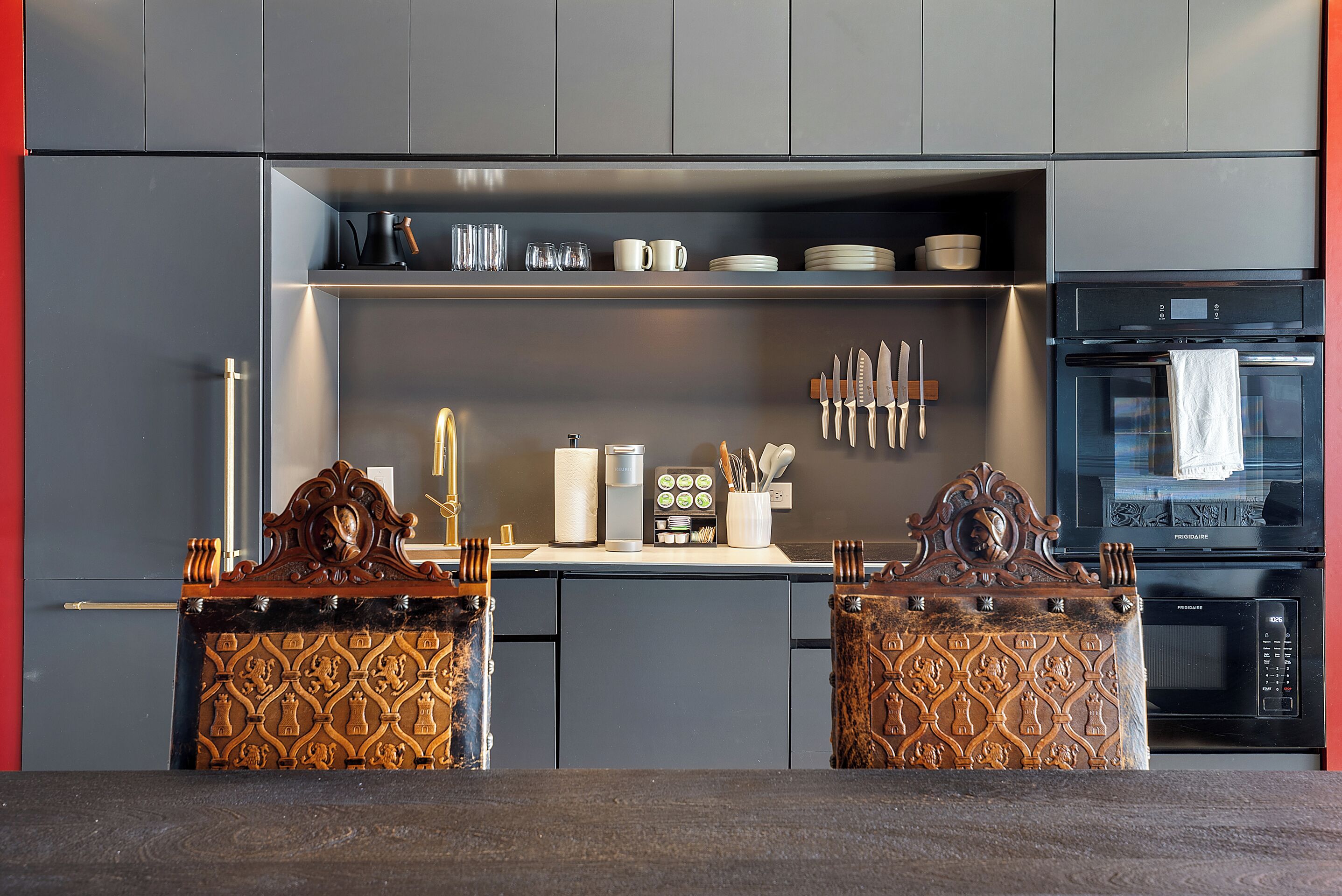 One Bedroom Apartment 404 | Private kitchen | Fridge, microwave, oven, stovetop