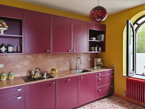 Fridge, oven, dishwasher, coffee/tea maker
