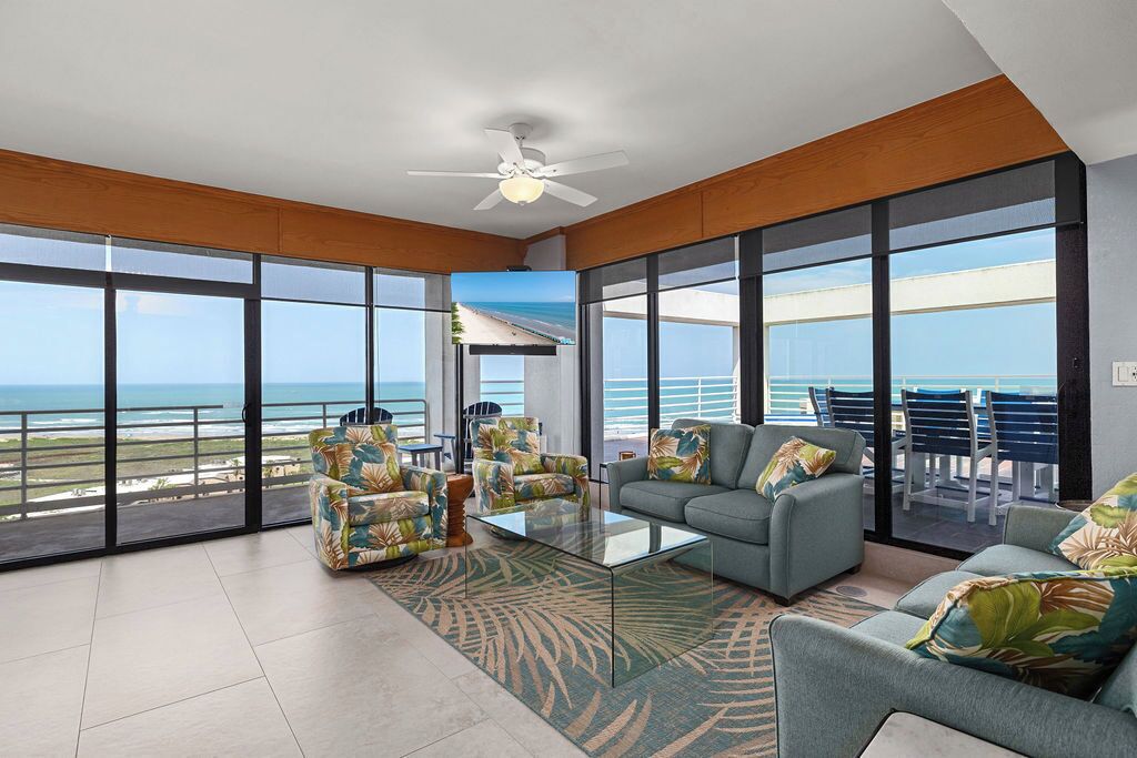 Sunchase IV #910 | Living area | 42-inch flat-screen TV with cable channels, DVD player