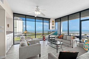 Sunchase IV #519 | Living area | 42-inch flat-screen TV with cable channels, DVD player - Sunchase IV by South Padre Resort Rental (South Padre Island)