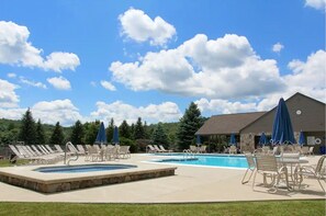 Outdoor pool - Spacious 4-bedroom ski-in/ski-out condo on Seven Springs Mountain Resort (Champion)
