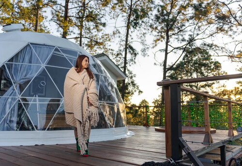 Luxury Geodesic Eco-Dome in Nature: Glamping in Tiny Pines - Terra Dome