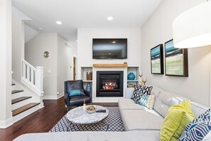 Smart TV, fireplace, video games, offices