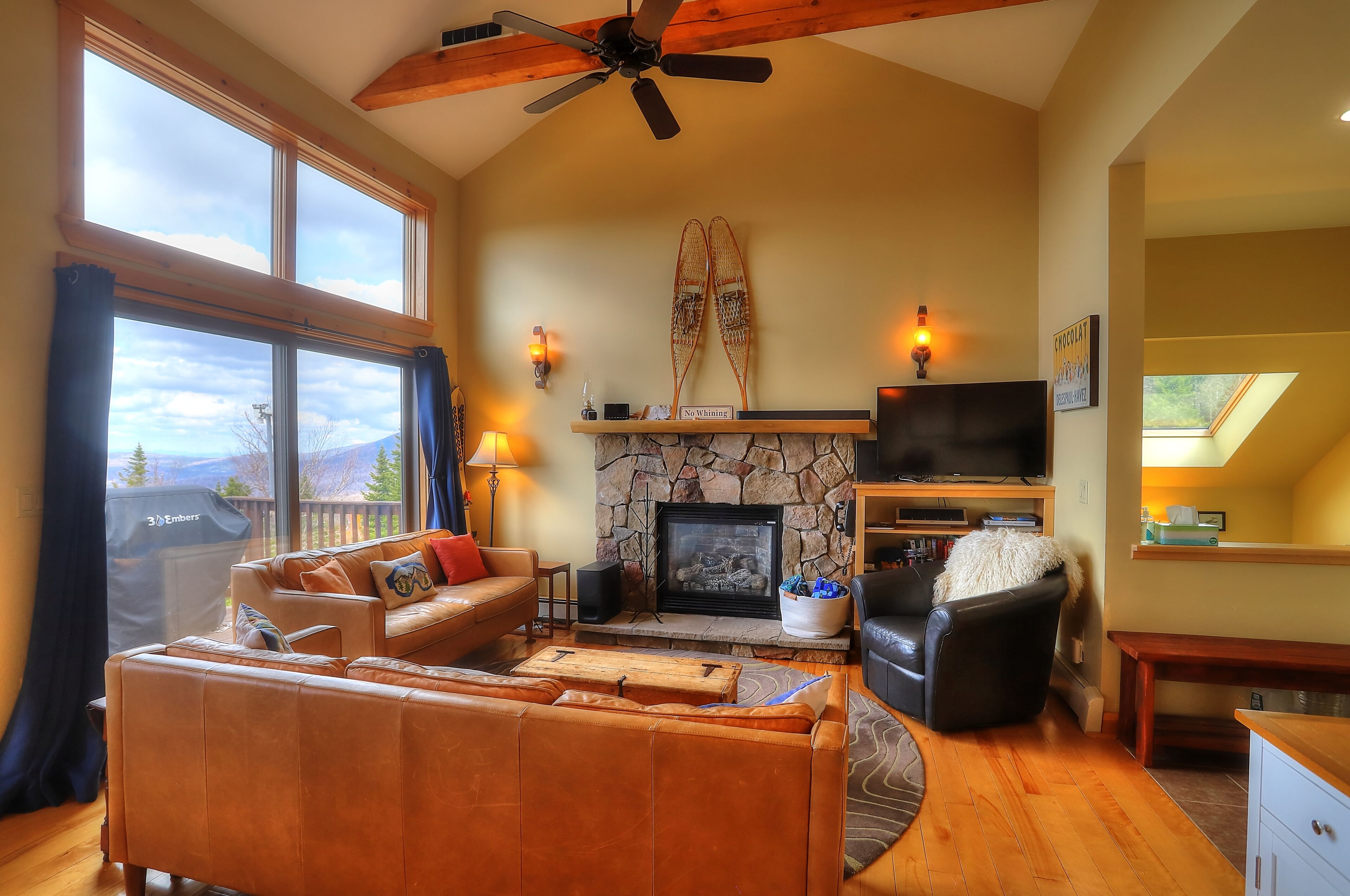 Smart TV, chimenea, videojuegos y reproductor de DVD 