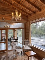 LED TV, heated floors