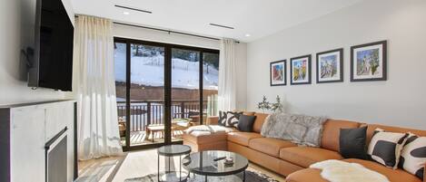 TV, fireplace