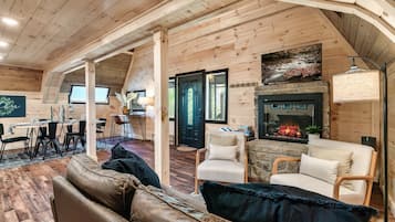 Smart TV, fireplace, video games, books