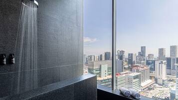 Ducha, secador de pelo y toallas