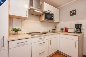 Kühlschrank, Mikrowelle, Herdplatte, Geschirrspüler