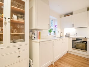 Fridge, dishwasher, electric kettle, toaster