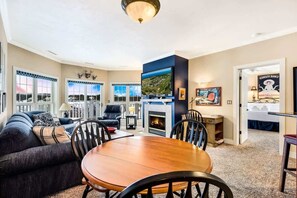 TV, fireplace, offices