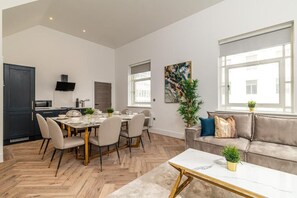 Penthouse 6 (Three-bedroom duplex) | Desk, laptop workspace, blackout drapes, iron/ironing board - The Penthouse Collection by EPIC (Liverpool)