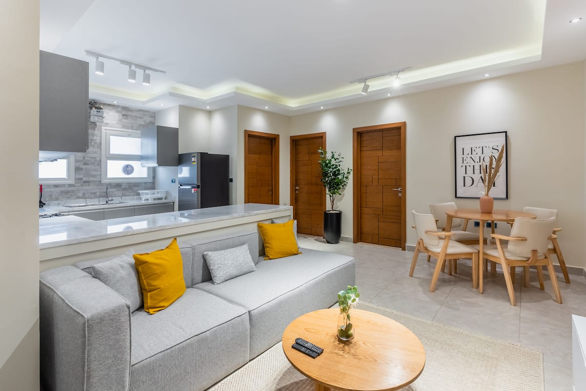 Basic Apartment | Living area | 43-inch LCD TV with satellite channels