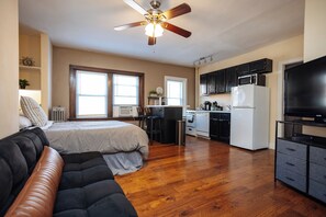 Desk, iron/ironing board, travel crib, free WiFi