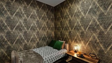 1 slaapkamer, een strijkplank/strijkijzer, wifi, beddengoed