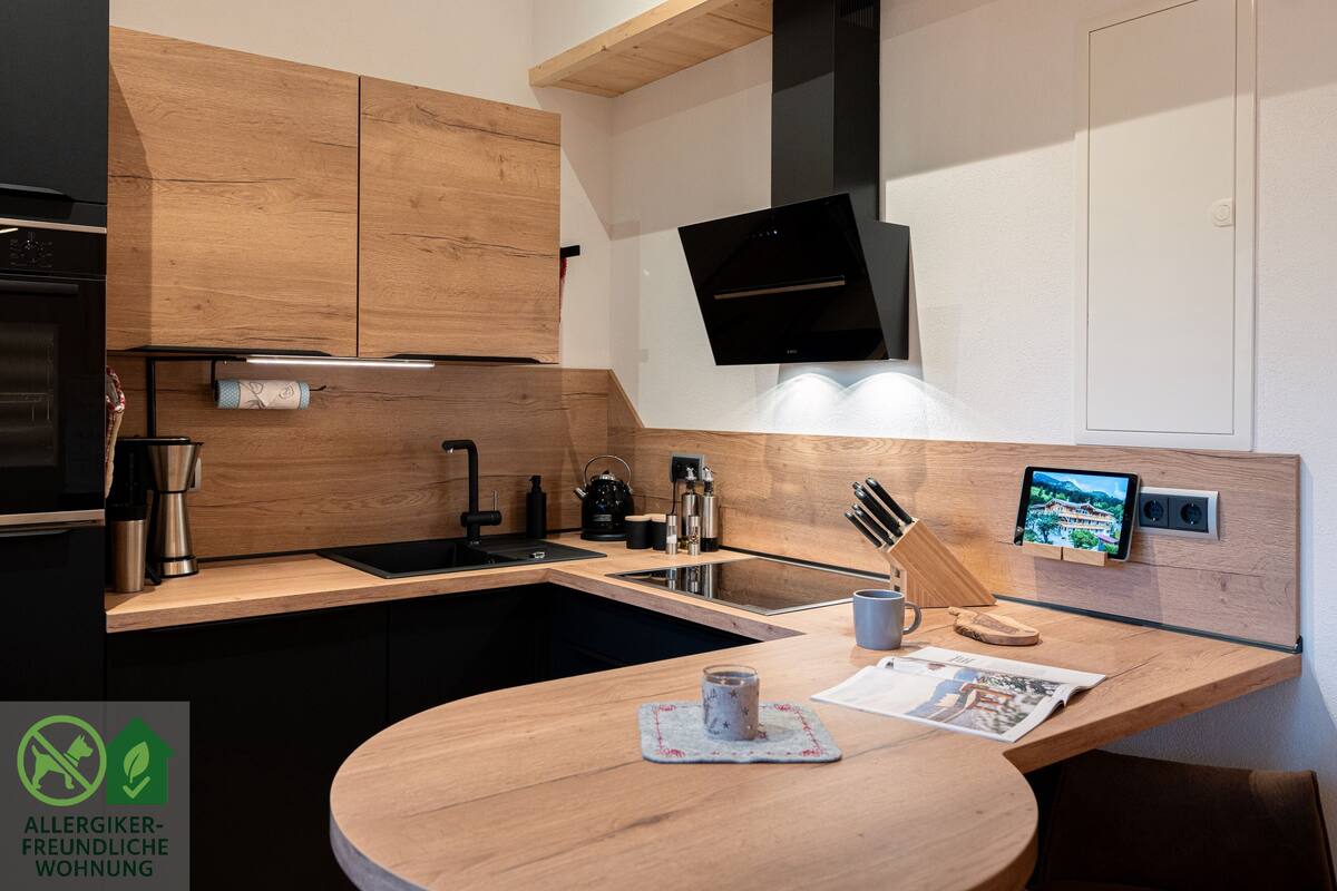 Apartamento, 1 cama de matrimonio grande, materiales antialérgicos (Imberger Horn) | Cocina privada | Frigorífico grande, horno, placa de cocina y lavavajillas