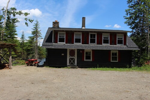 Rustic, two-story, log cottage, Lake-view, Pet-friendly, Downeast Maine