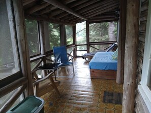 Property grounds - Rustic, split-level log cottage, River-view, Pet-friendly, Downeast Maine (Edmunds Twp)