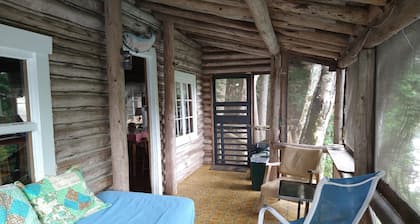 Rustic, split-level log cottage, River-view, Pet-friendly, Downeast Maine