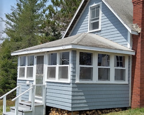 Rustic, two-story, clapboard cottage, field view, Pet-friendly, Downeast Maine
