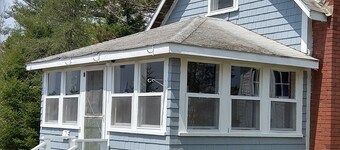 Rustic, two-story, clapboard cottage, field view, Pet-friendly, Downeast Maine