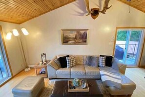 Smart TV, fireplace, video games, DVD player