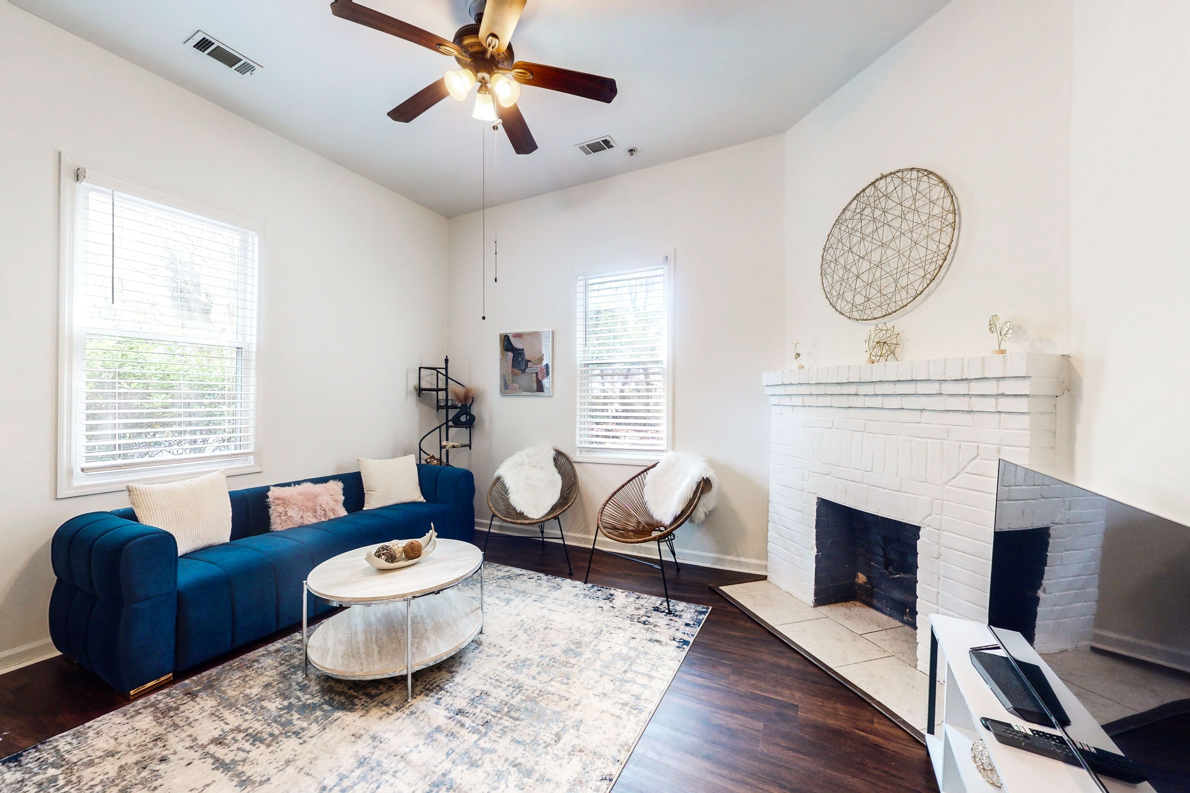 Chic duplex in a great location with firepit, smart TV, & W/D