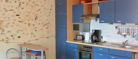 Fridge, microwave, oven, coffee/tea maker