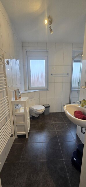 Dusche, Haartrockner, Handtücher