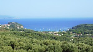 A coastal village with houses on a hillside overlooking the sea. - Villa Thomas Nakas (Parga)