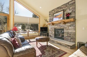 Fireplace, table football - Tranquility on the River Four – Mtn Lodge on Big Thompson River – 20-NCD0366 (Estes Park)