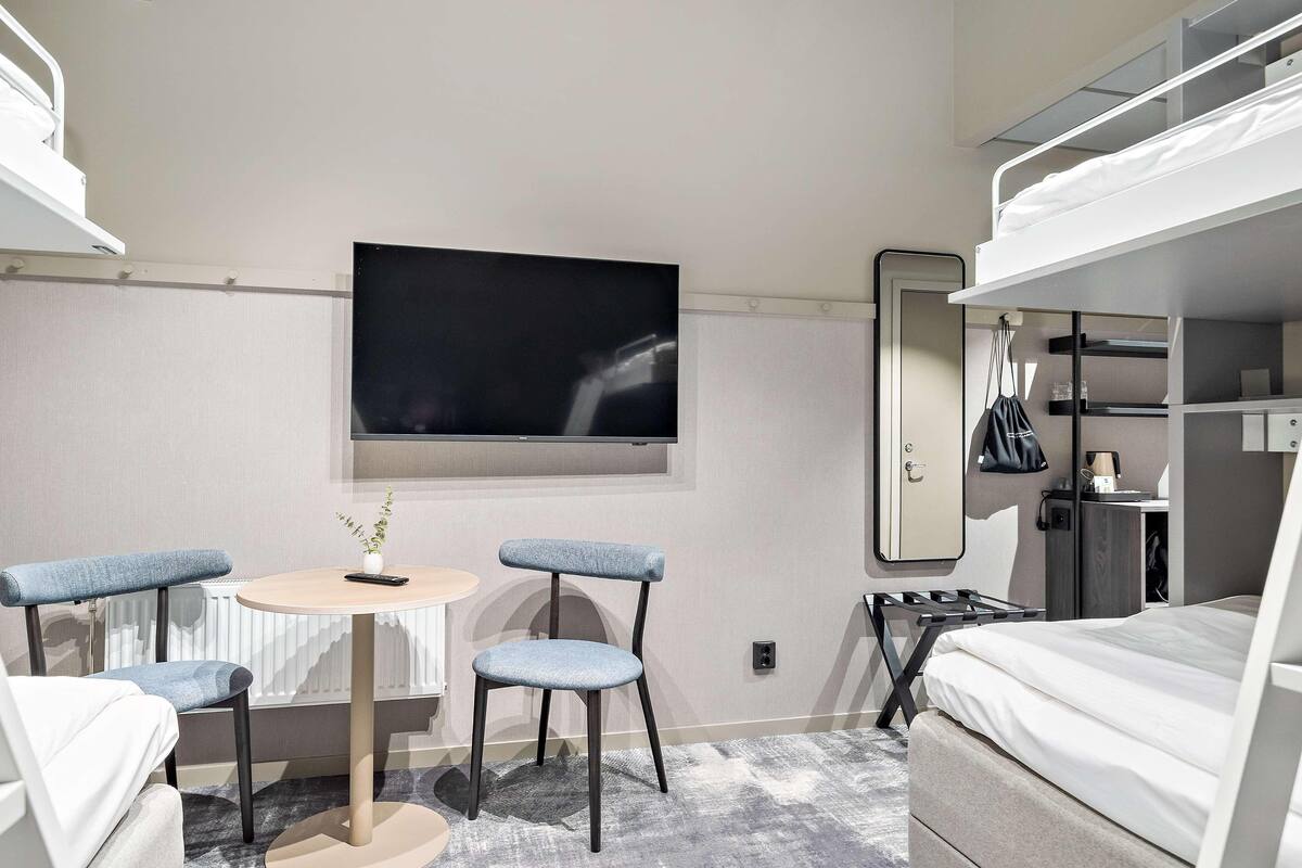 Blackout curtains, iron/ironing board, free WiFi, bed sheets