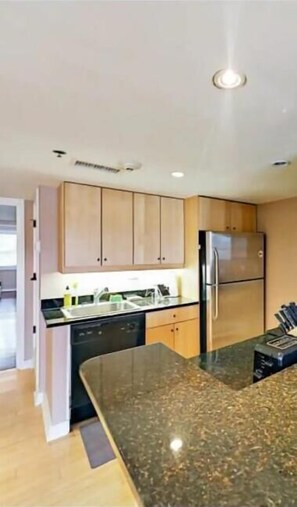 Fridge, microwave, oven, stovetop - Downtown Condo Dedicated Parking Space (Asheville)