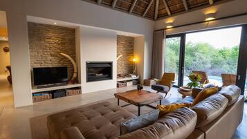 Tv, eldstad och dvd-spelare