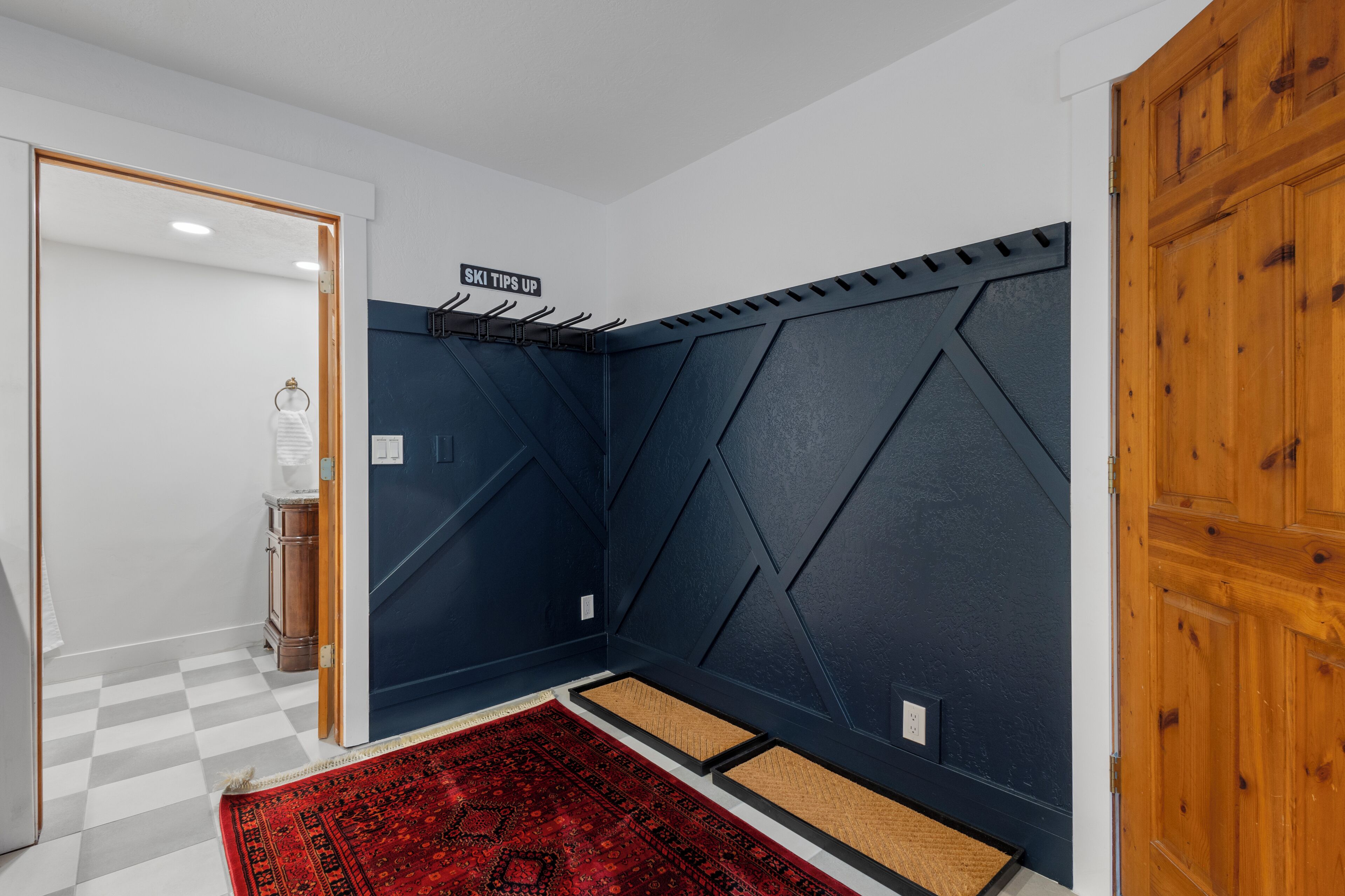 Mud room area for ski gear storage and more.