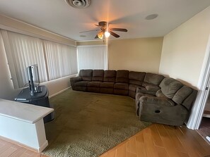 TV, DVD player, stereo