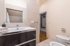 Dusche, Haartrockner, Bidet, Handtücher