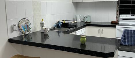 Fridge, microwave, stovetop, dishwasher