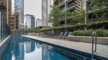 Outdoor pool, sun loungers
