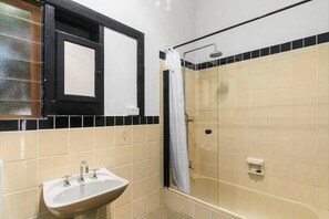 Hair dryer, towels, toilet paper