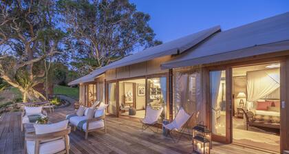 Clifftops - luxury tented lodge, sweeping views & beach, 90 mins from Auckland
